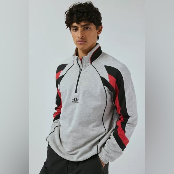 NWT Umbro Striped Quarter Zip Sweatshirt - XL - Picture 1 of 13